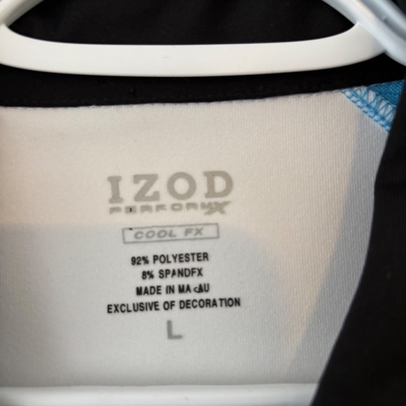 Ladies Large IZOD Perform Cool FX  Golf Shirt Blue Color Block preppy golf sport - Picture 3 of 13